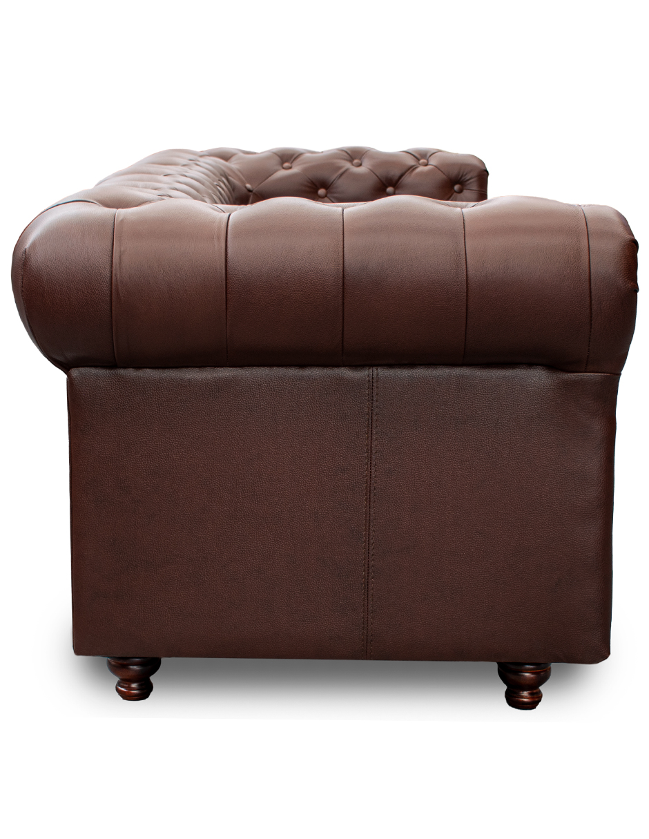 Sofa de Piel Genuina Chesterfield CHPV Color Tabaco - ConfortoPiel