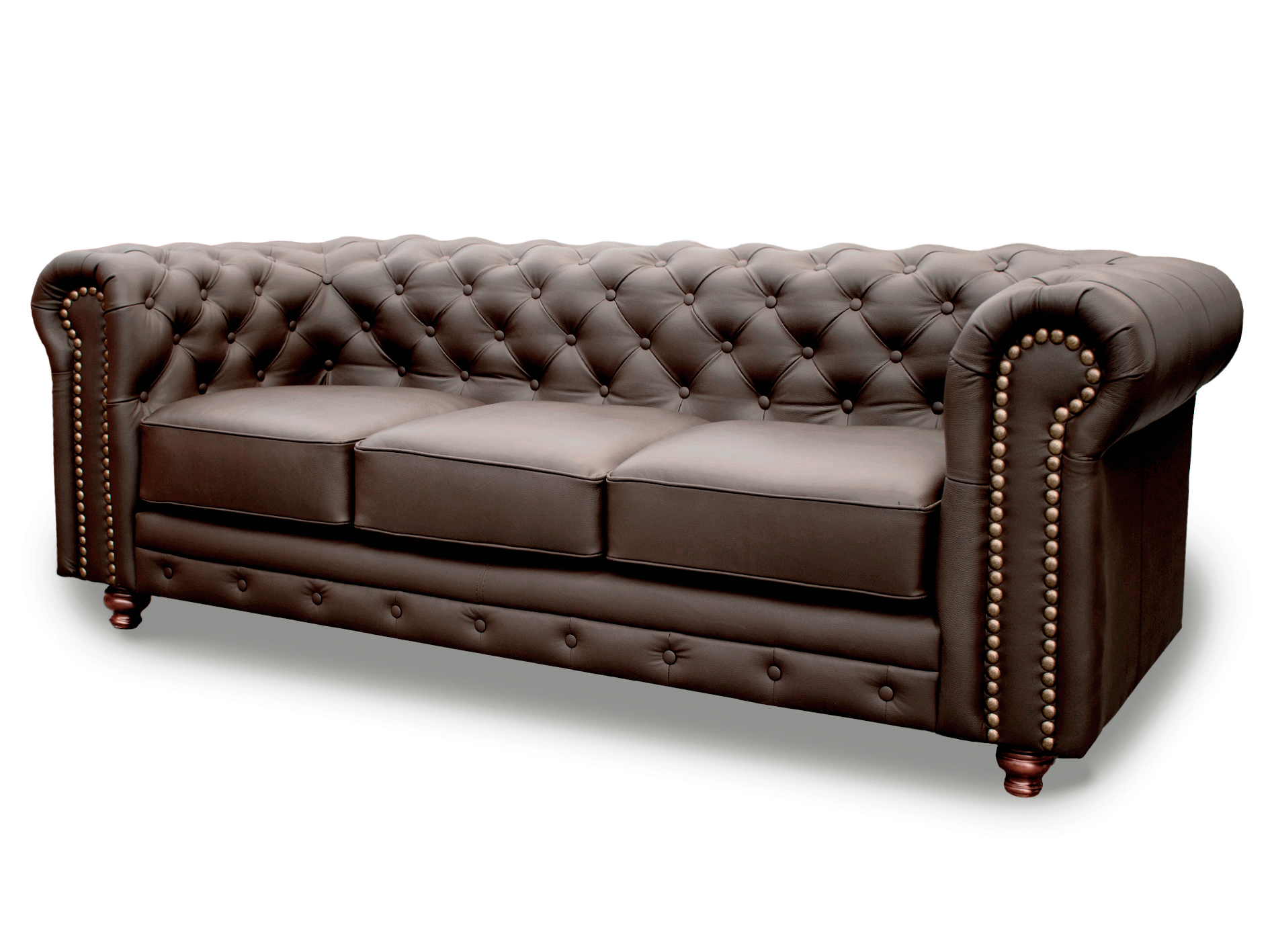 Sofa de Piel Genuina Chesterfield CHPV Color Chocolate - ConfortoPiel