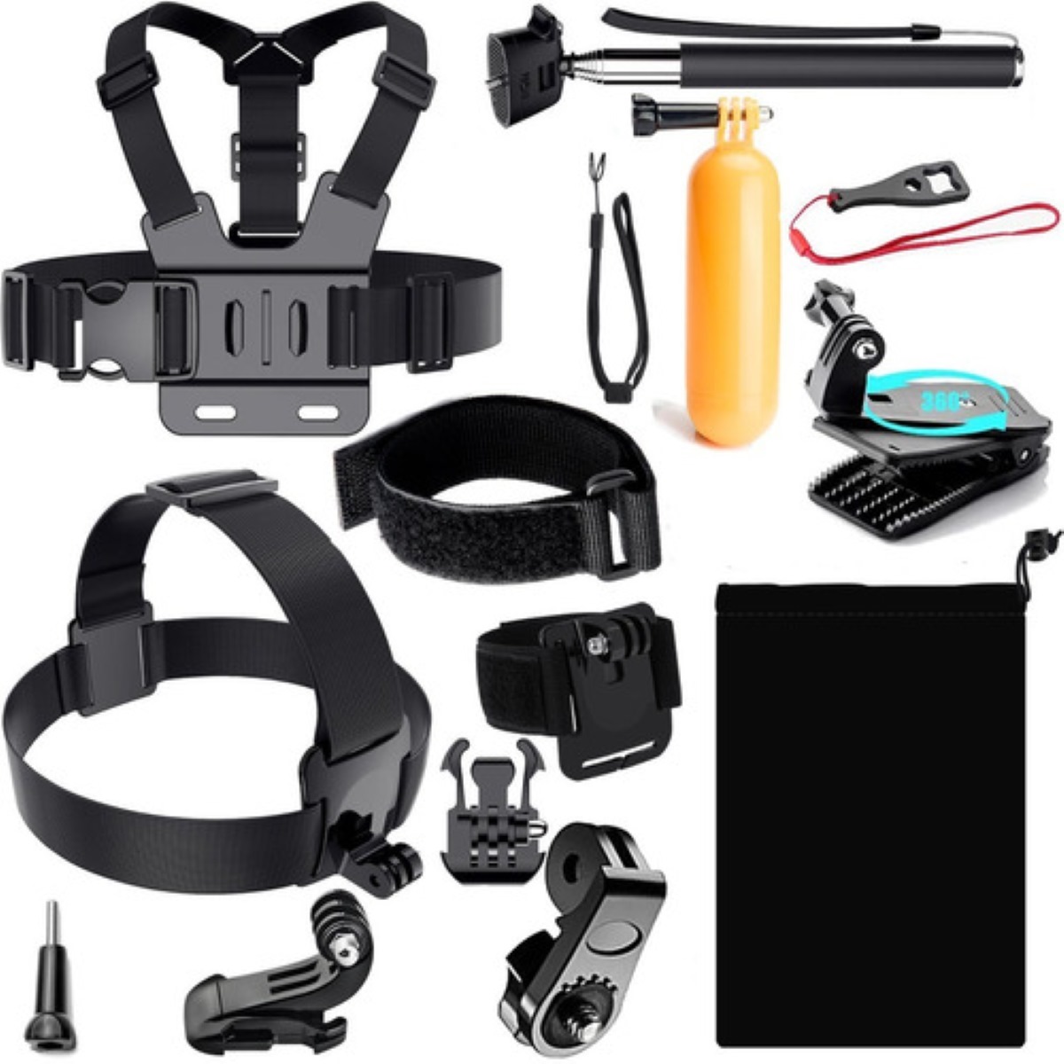 Kit Para Gopro Go Pro Accesorios Camara Negro 14 Pz