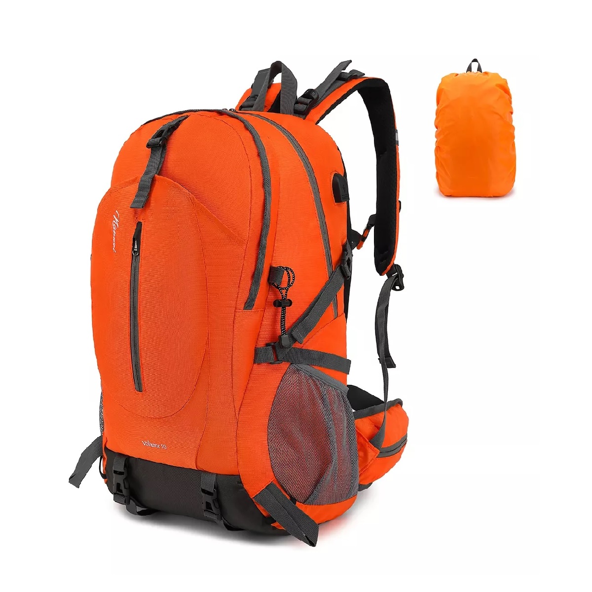 Mochila Impermeable 50l Para Senderismo Montañismo Naranja