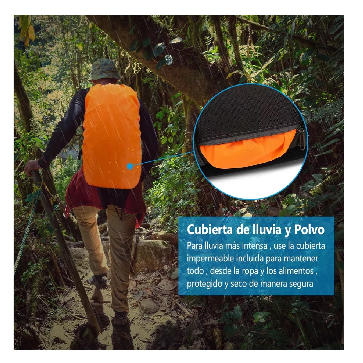 Mochila Impermeable 50l Para Senderismo Montañismo Naranja