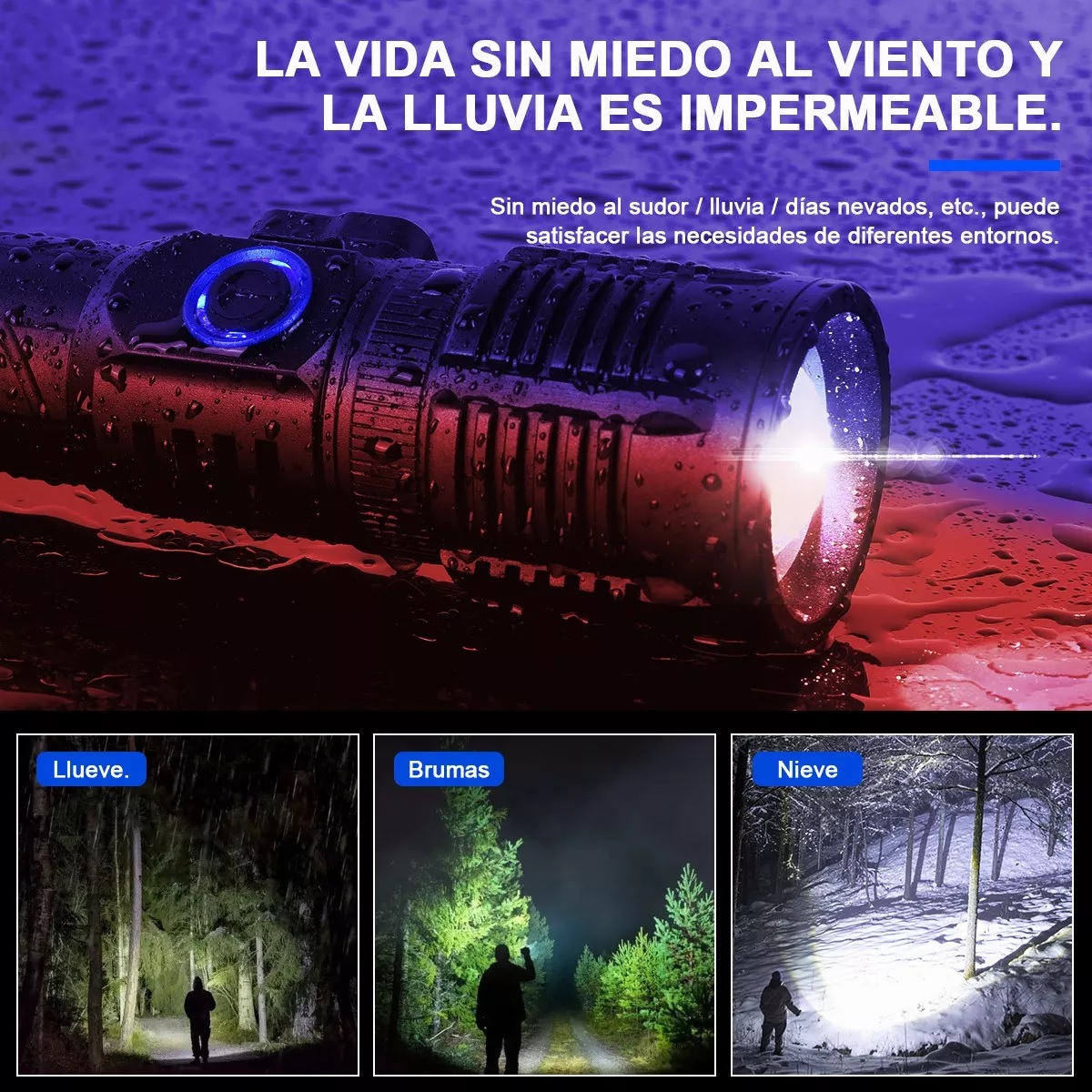 Lámpara Táctica Recargable Usb Xhp70 Led Campismo Linterna