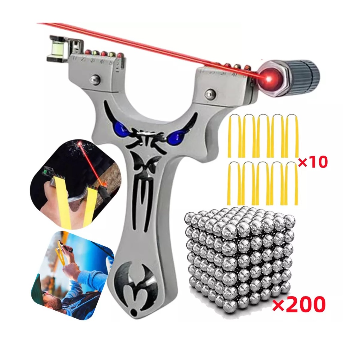 Kit Resortera Profesión Pesca Cacería Tirachinas Metalslingshot