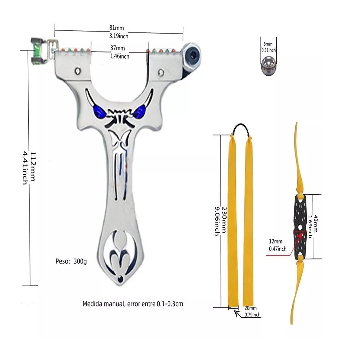 Kit Resortera Profesión Pesca Cacería Tirachinas Metalslingshot