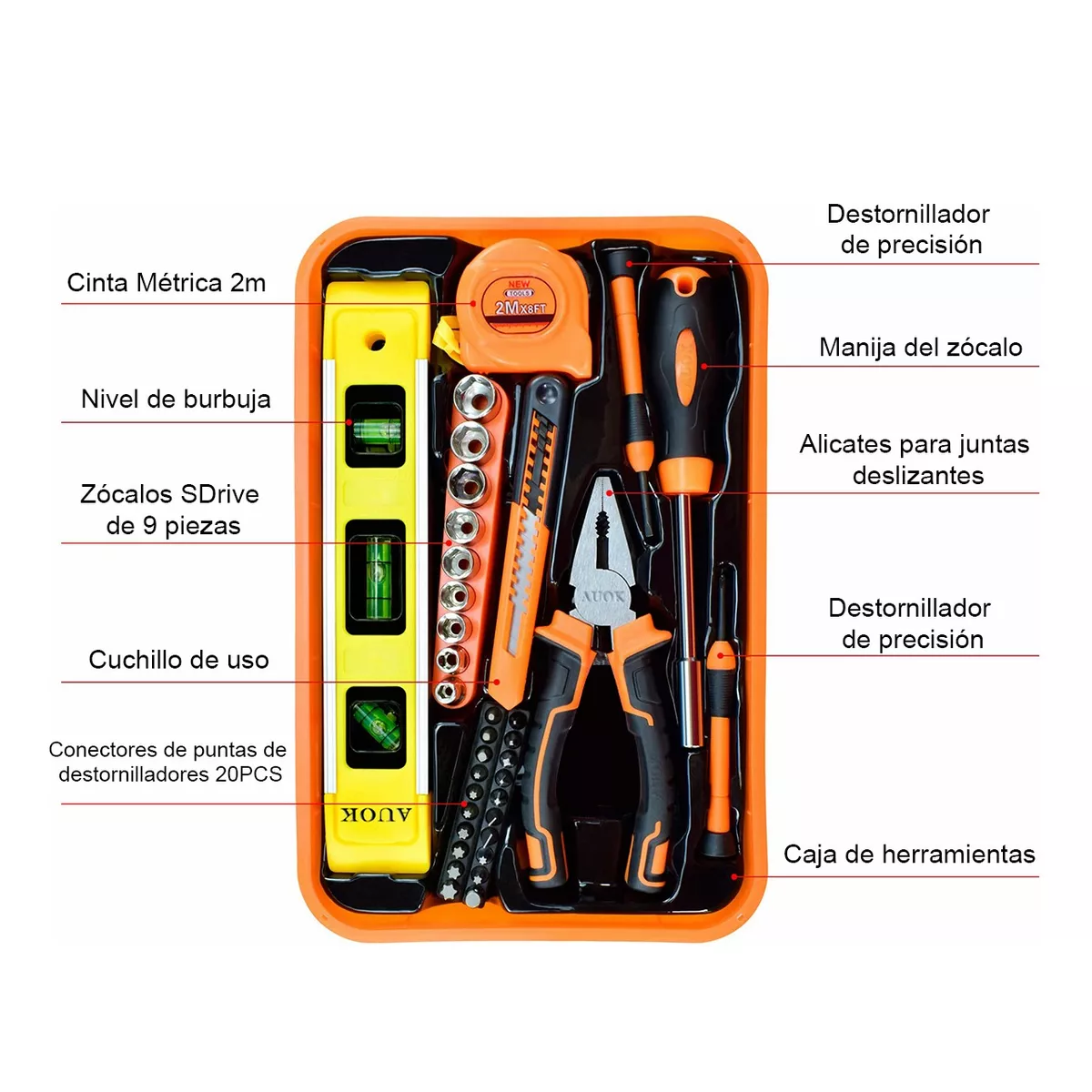 Juego De Herramientas Mecanicas Hogar Desarmadores 36pzs Set