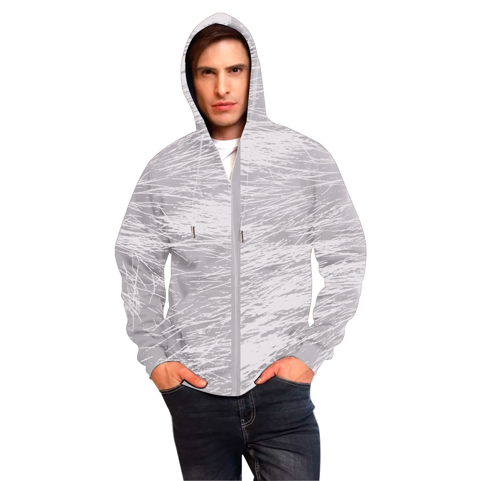 Sudaderas Hombre, Gris Jaspeado, Capucha, Cangurera, Cierre, Hoodie, Casual, Abrigo, Chamarra, Sueter.