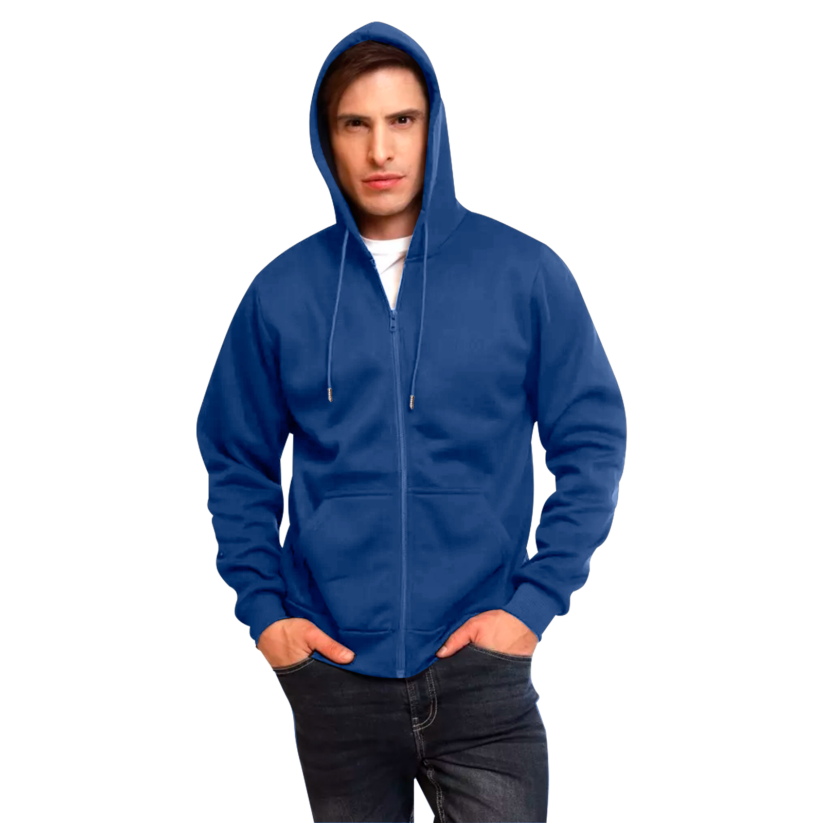 Sudadera Hoodie Azul con Cierre Capucha y Cangurera Calientita