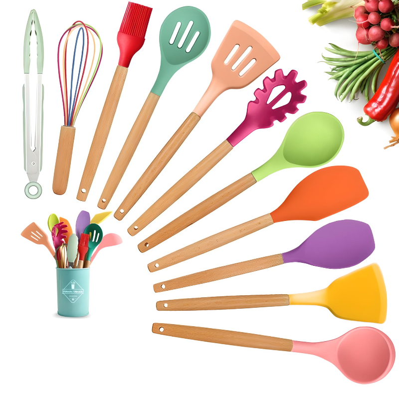 Utensilios Silicona Cocina Espatulas Reposteria 12 Set colores