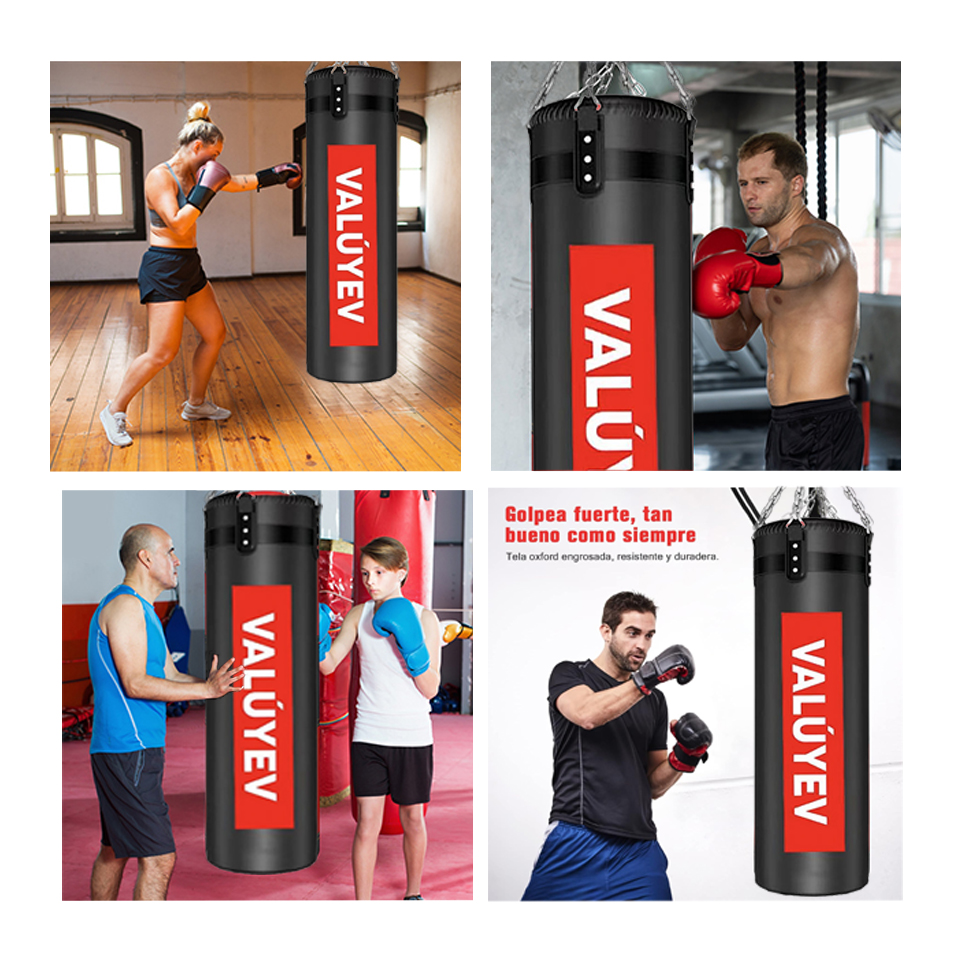 Kit Box Saco Profesional Box Con Guantes Cuerda Y Muñequeras Para Boxeo