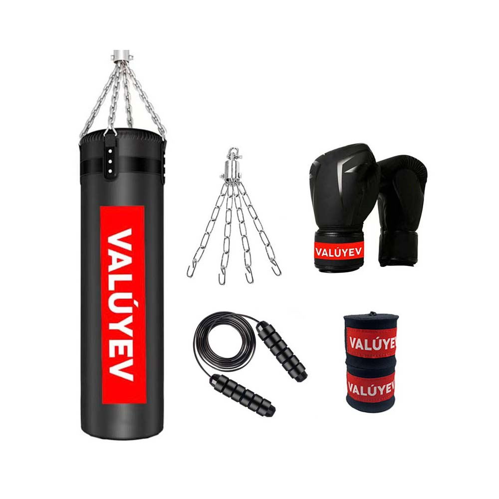 Kit Box Saco Profesional Box Con Guantes Cuerda Y Muñequeras Para Boxeo