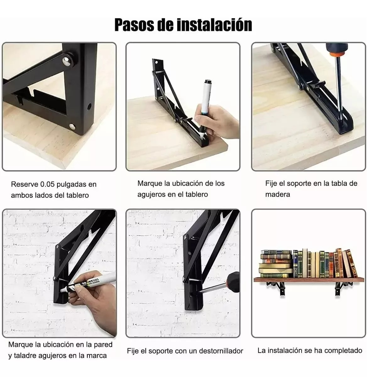 Par Soportes Para Repisas Plegable Acero Inoxidable