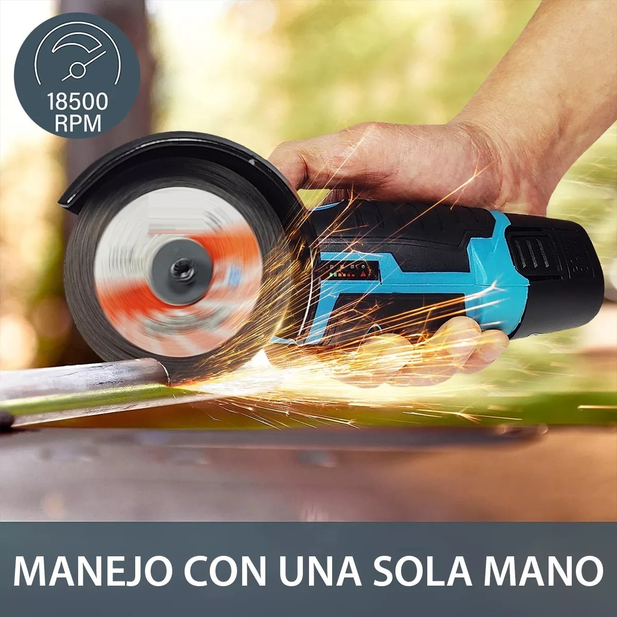 Mini Esmeril Angular Inalámbrica Pulidora 12v 75mm 2 Batería Azul