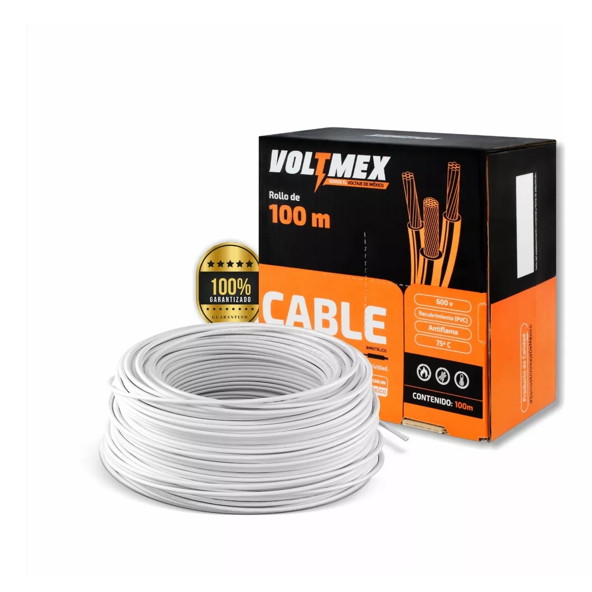 Cable Eléctrico Calibre 12 Thw Cca 100m 600 V Blanco