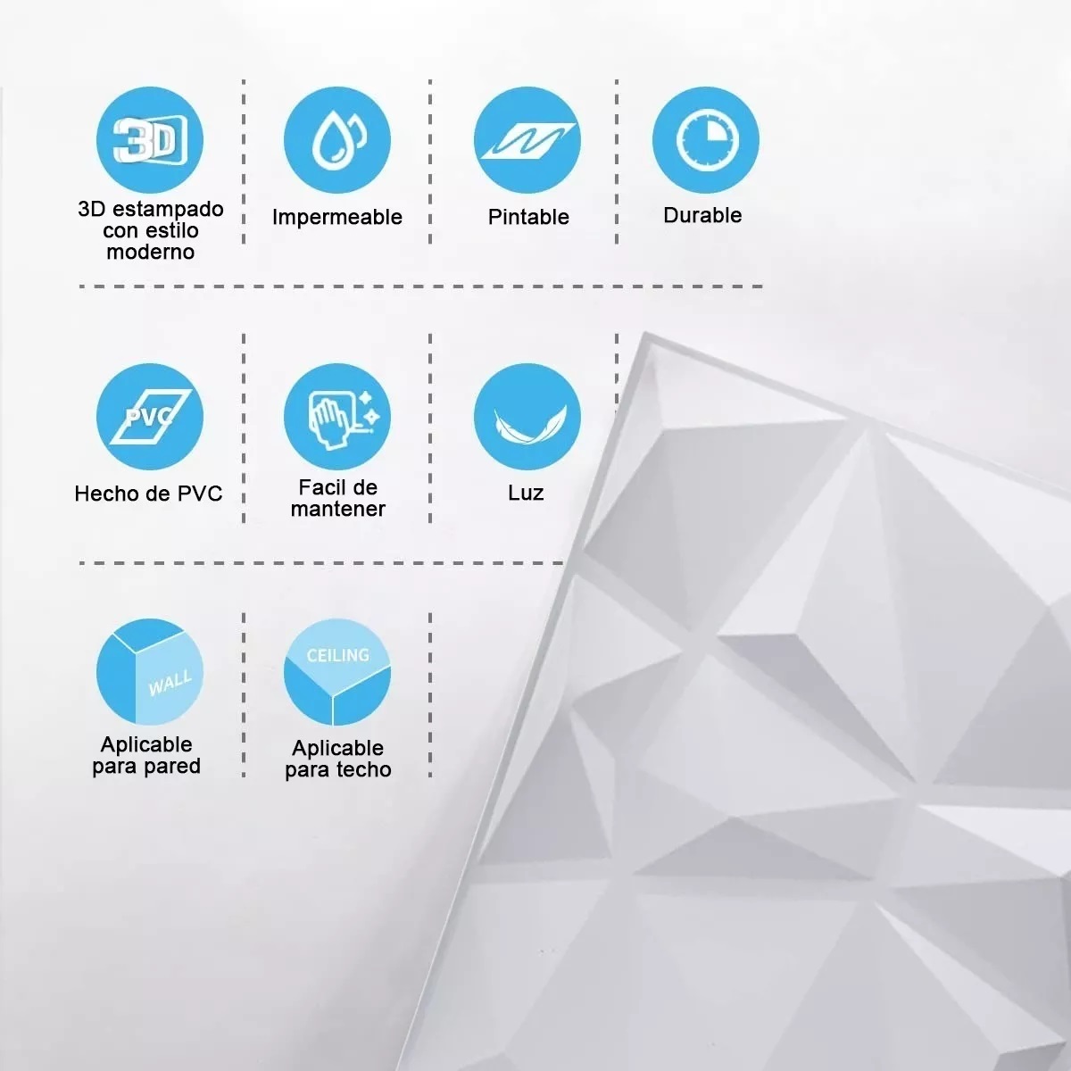 Set Paneles Decoración Hogar 3d Impermeable Pvc 50*50cm 12pcs