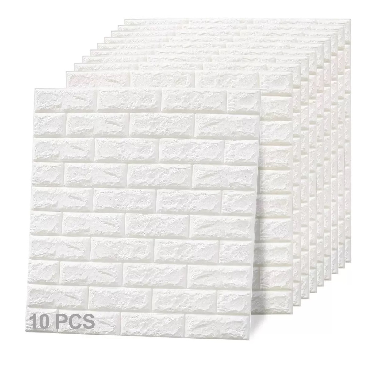 Set Pegatina De Pared Patrón De Ladrillo3d Textura Papel Tapiz Blanco
