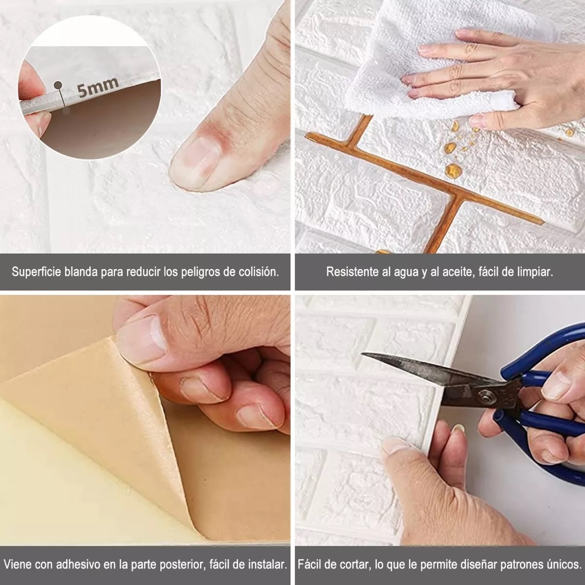 Set Pegatina De Pared Patrón De Ladrillo3d Textura Papel Tapiz Blanco