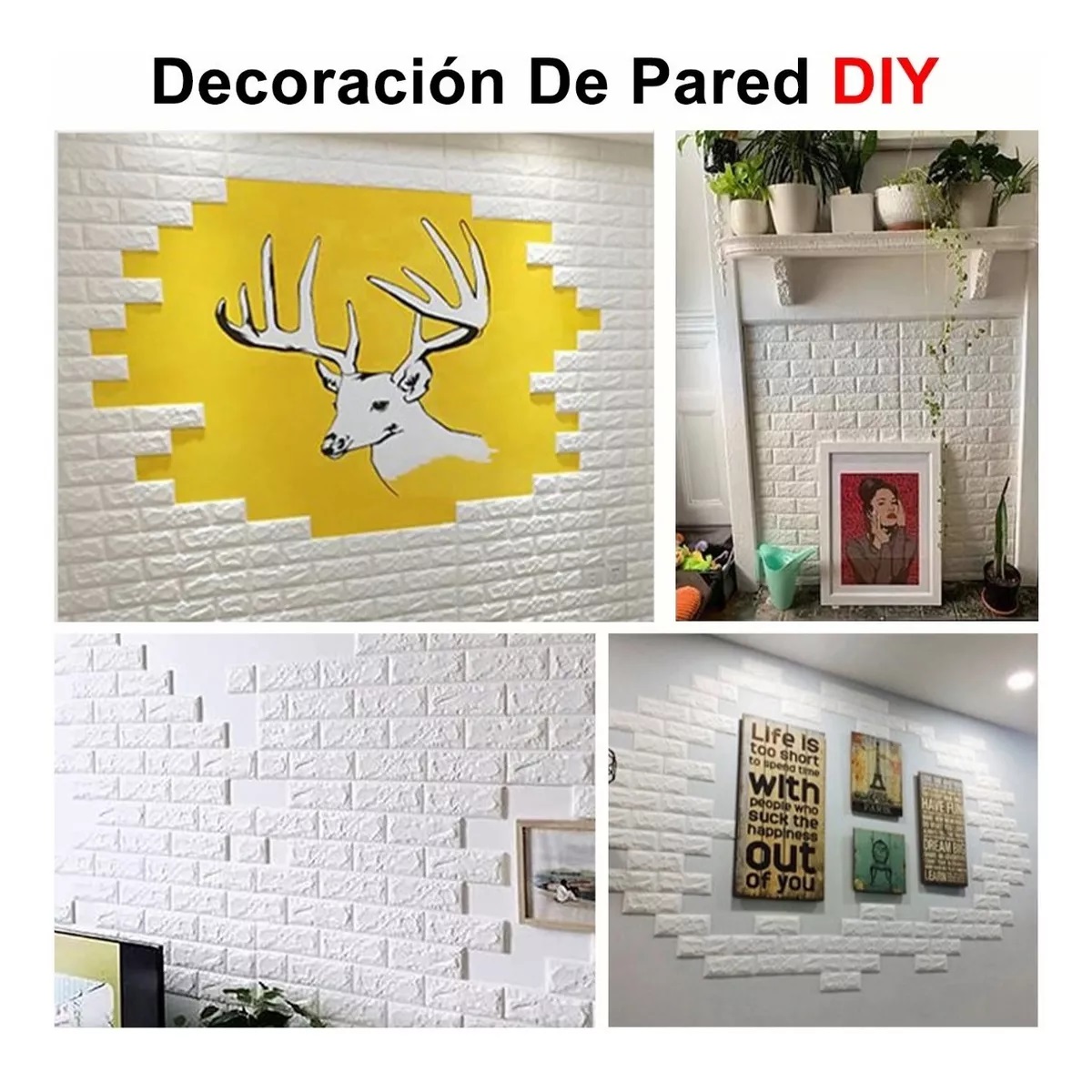 Set Pegatina De Pared Patrón De Ladrillo3d Textura Papel Tapiz Blanco