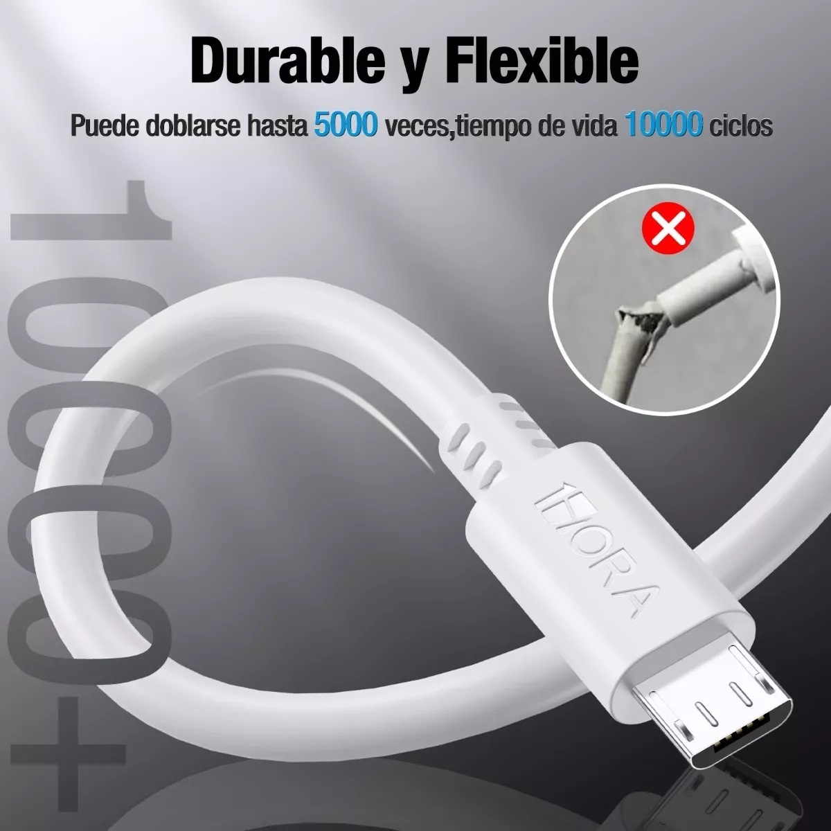 Cable V8 Micro Usb Reforzado 15m Paquete 10 Pzs 5135