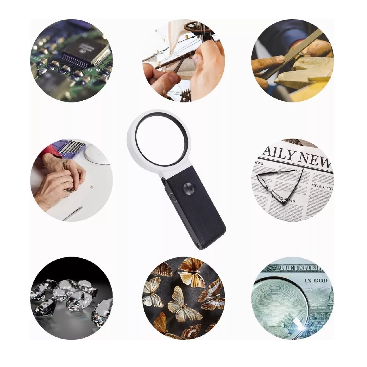 Lupa Con Luz Led Lentes Con Lupa Lupas De Aumento 25x 6x