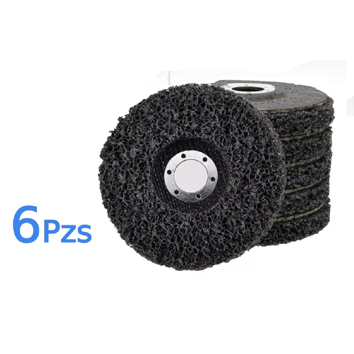 Set Disco De Pulido Para Eliminar Óxido Y Pintura 6 Pzas Negro