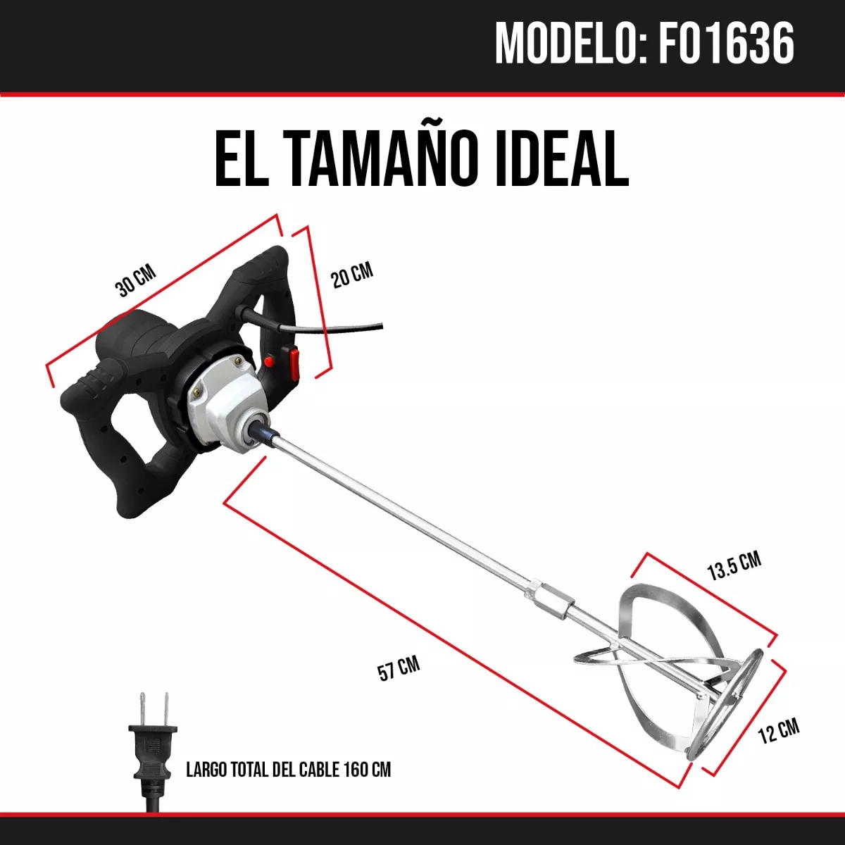Mezcladora Electrica 1500w (13.5a) Negro