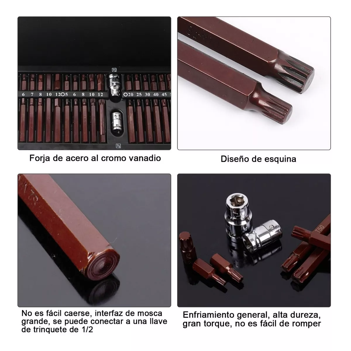 Puntas Bristol, Torx Y Hexagonales Con Adaptador, 40 Piezas Estuche