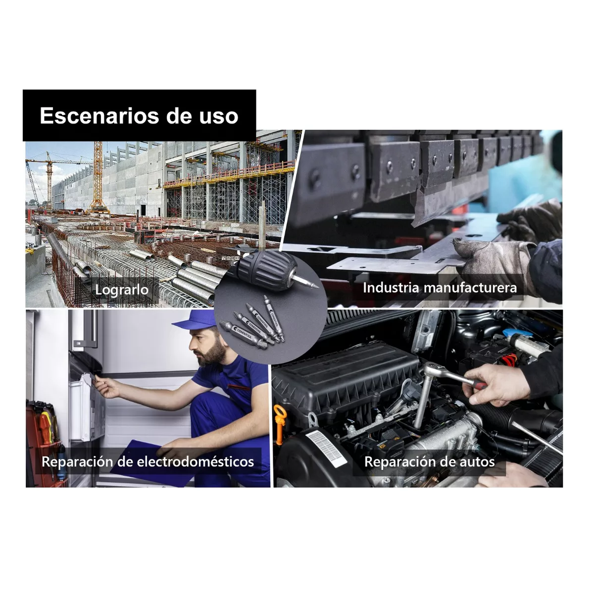 Set 6pcs Herramienta Extractor Quita Tornillo Roto Perno Hss