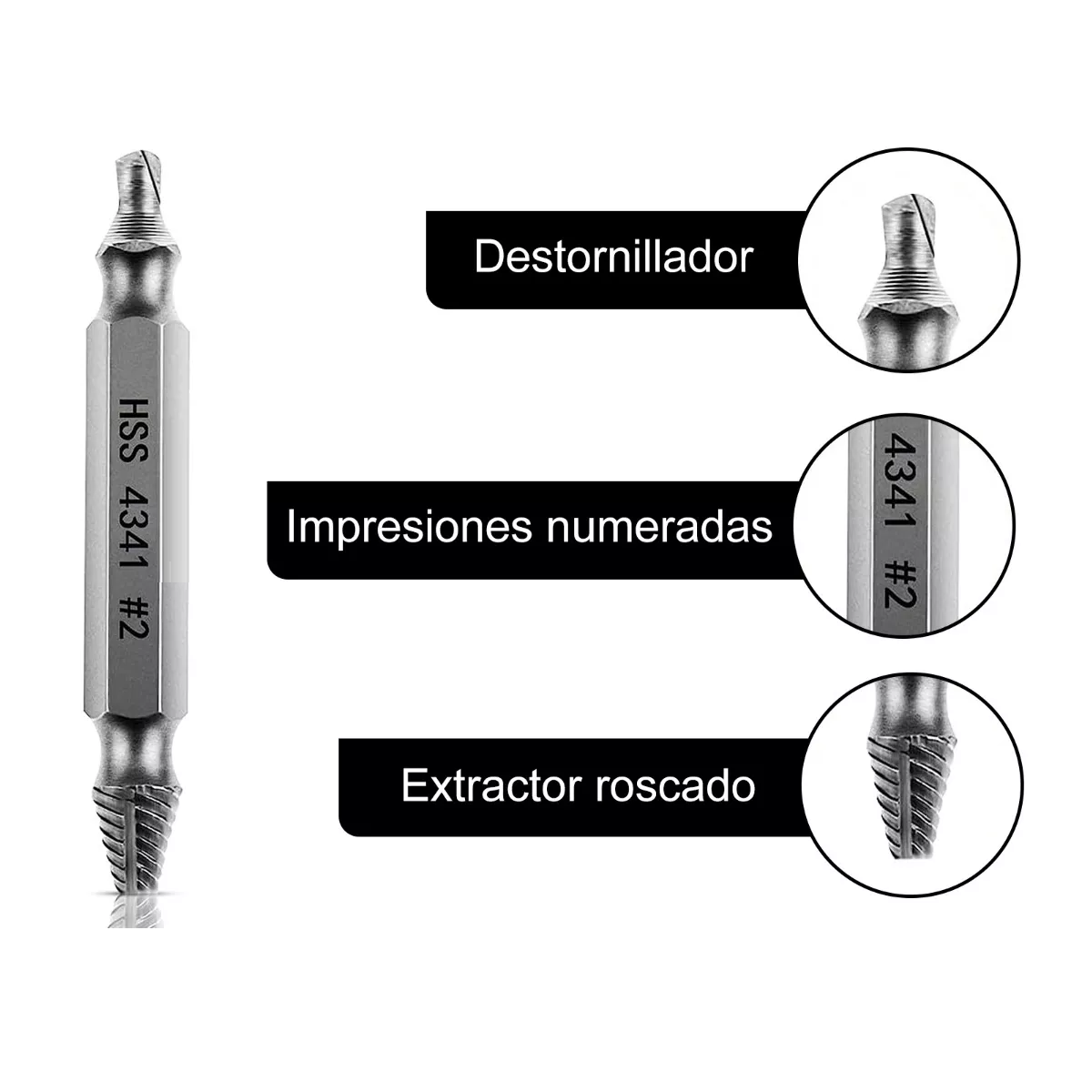 Set 6pcs Herramienta Extractor Quita Tornillo Roto Perno Hss