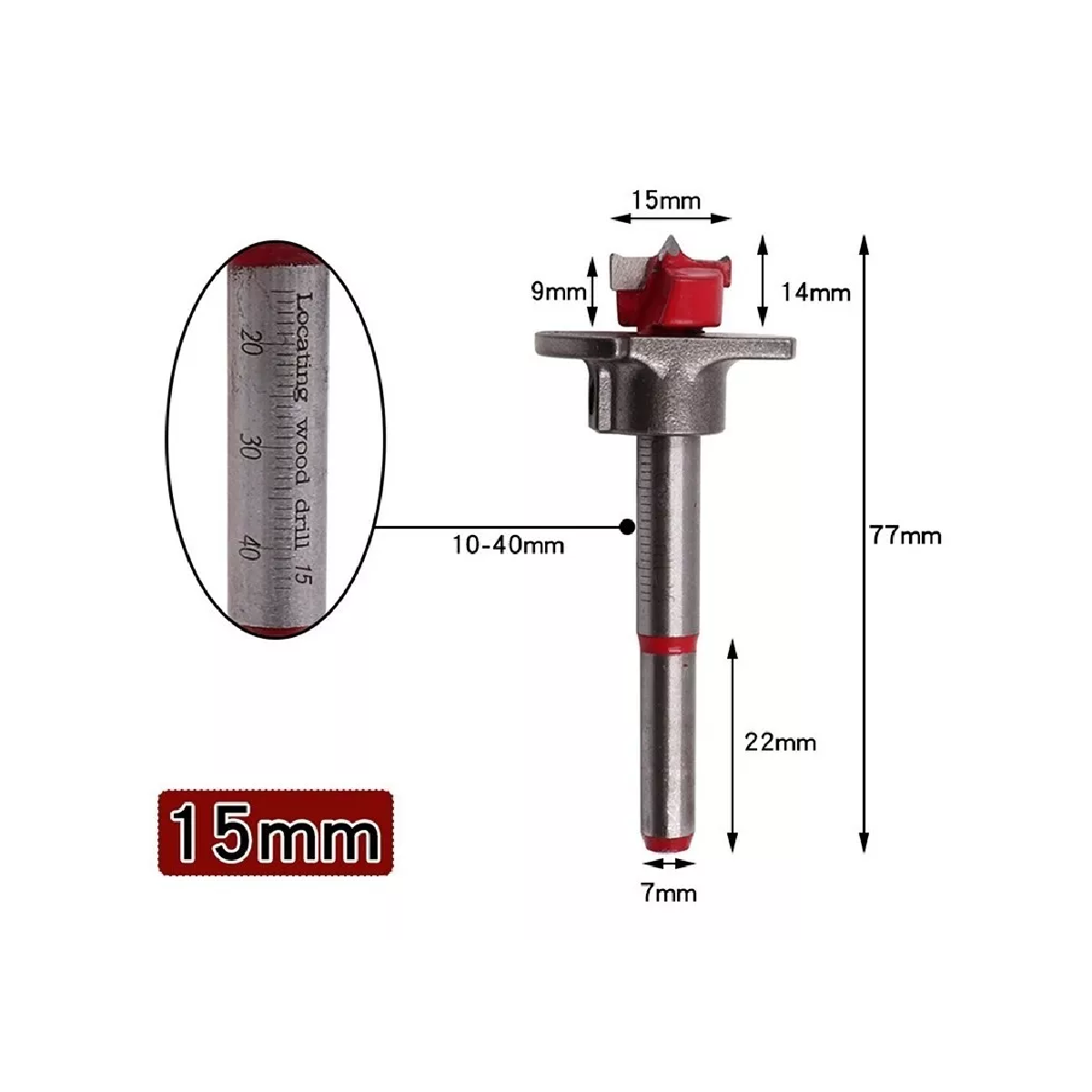 Kit 5 Pcs Broca Para Bisagra Forstner 15-35 Mm Madera Con Tope