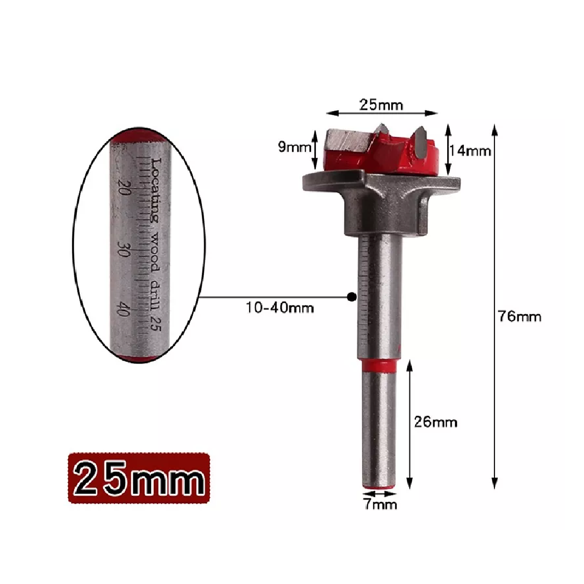 Kit 5 Pcs Broca Para Bisagra Forstner 15-35 Mm Madera Con Tope