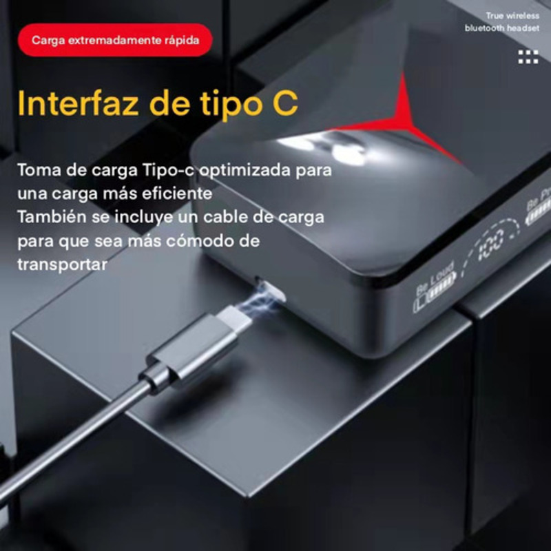 Audífonos in-ear gamer inalámbricos Audifonos On-Ear M90 pro negro con luz LED