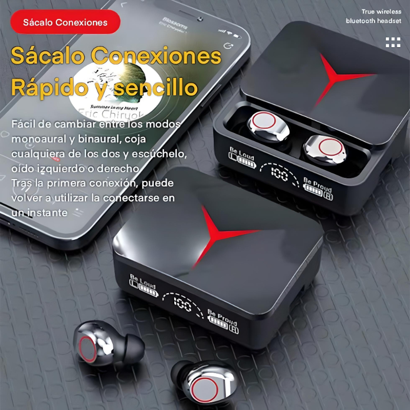 Audífonos in-ear gamer inalámbricos Audifonos On-Ear M90 pro negro con luz LED