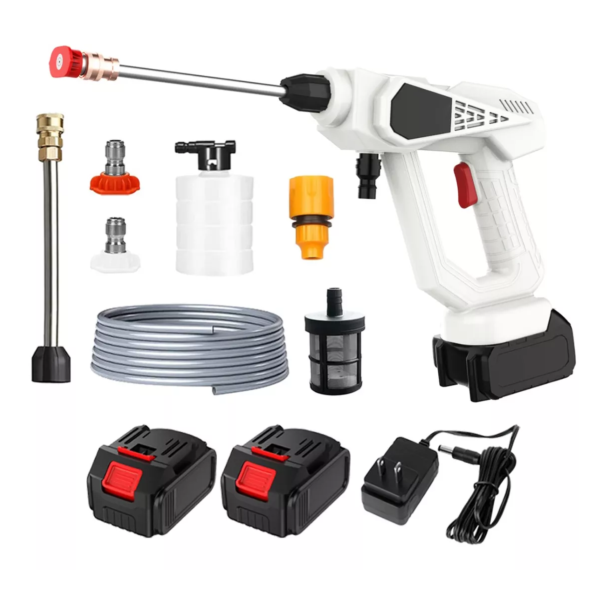Kit Pistola De Lavado Coche Inalámbrico Alta Presión Blanco