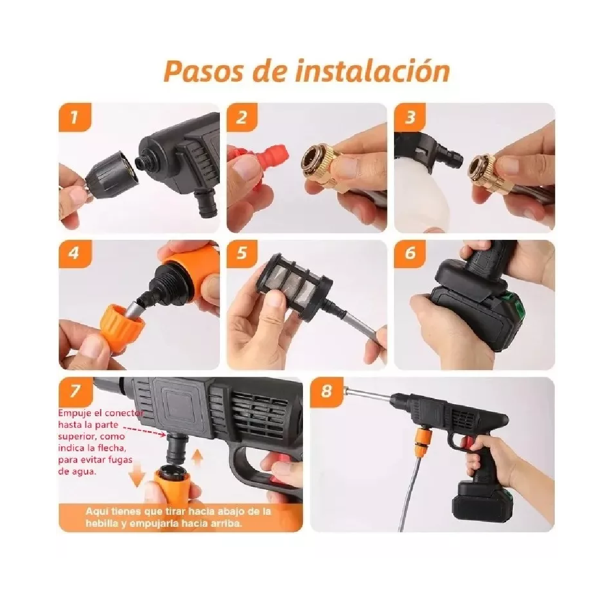 Kit Pistola De Lavado Coche Inalámbrico Alta Presión Blanco