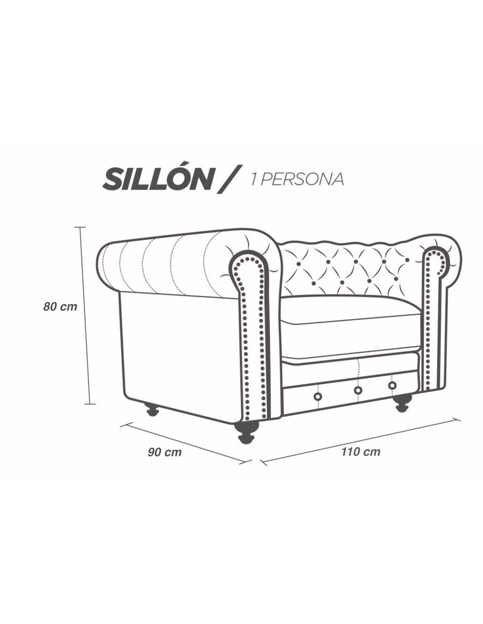 Sillo de Piel Genuina Chesterfield CHPV Color Tabaco - ConfortoPiel