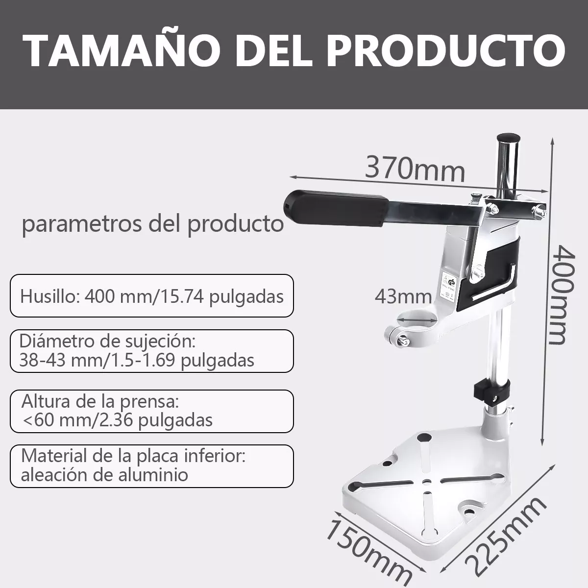 Soporte Vertical Para Taladro 60 Mm Medidas Universal Hierro