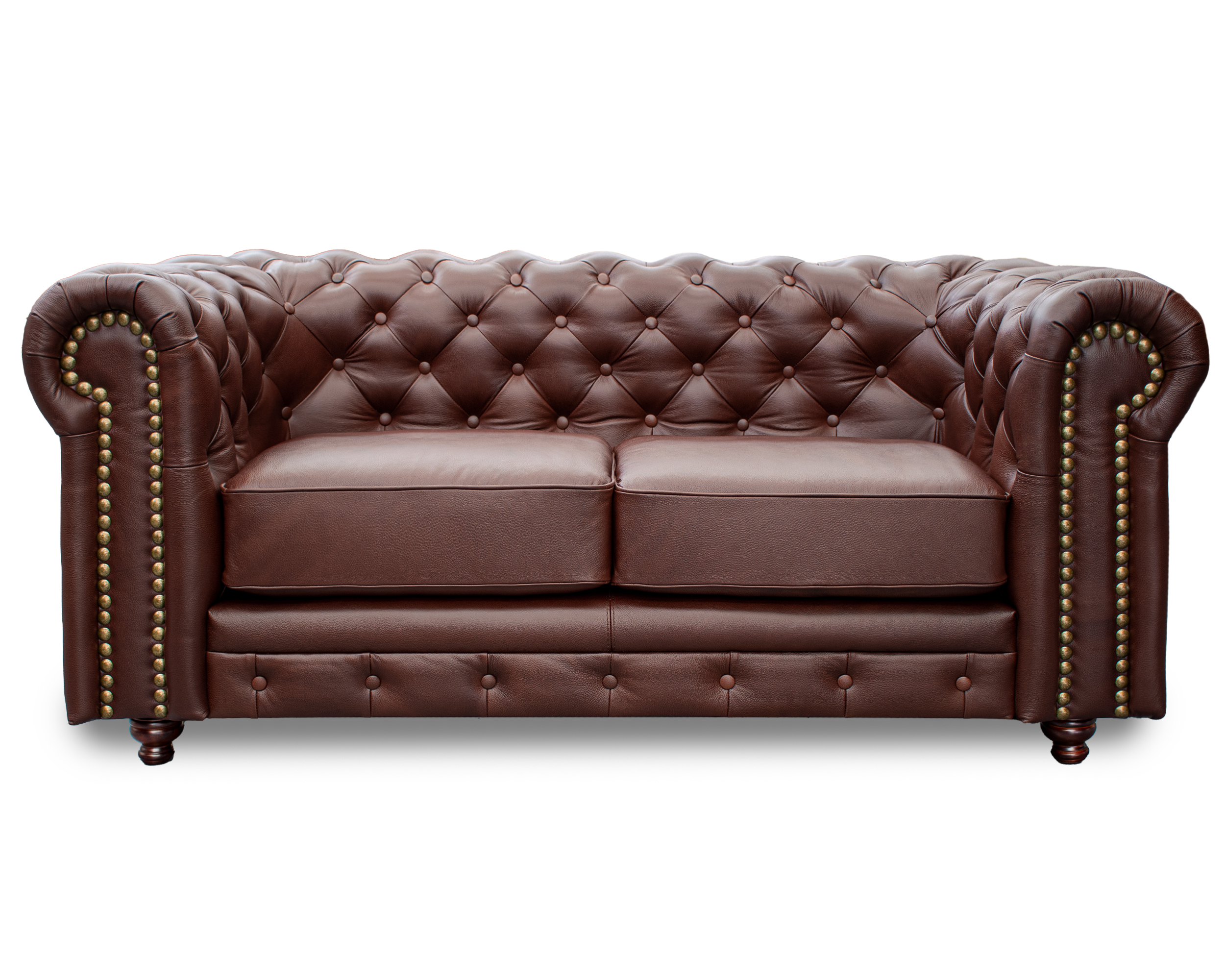 Sala de Piel Genuina Sofa,Love y Sillon Chesterfield CHPV Color Tabaco - ConfortoPiel
