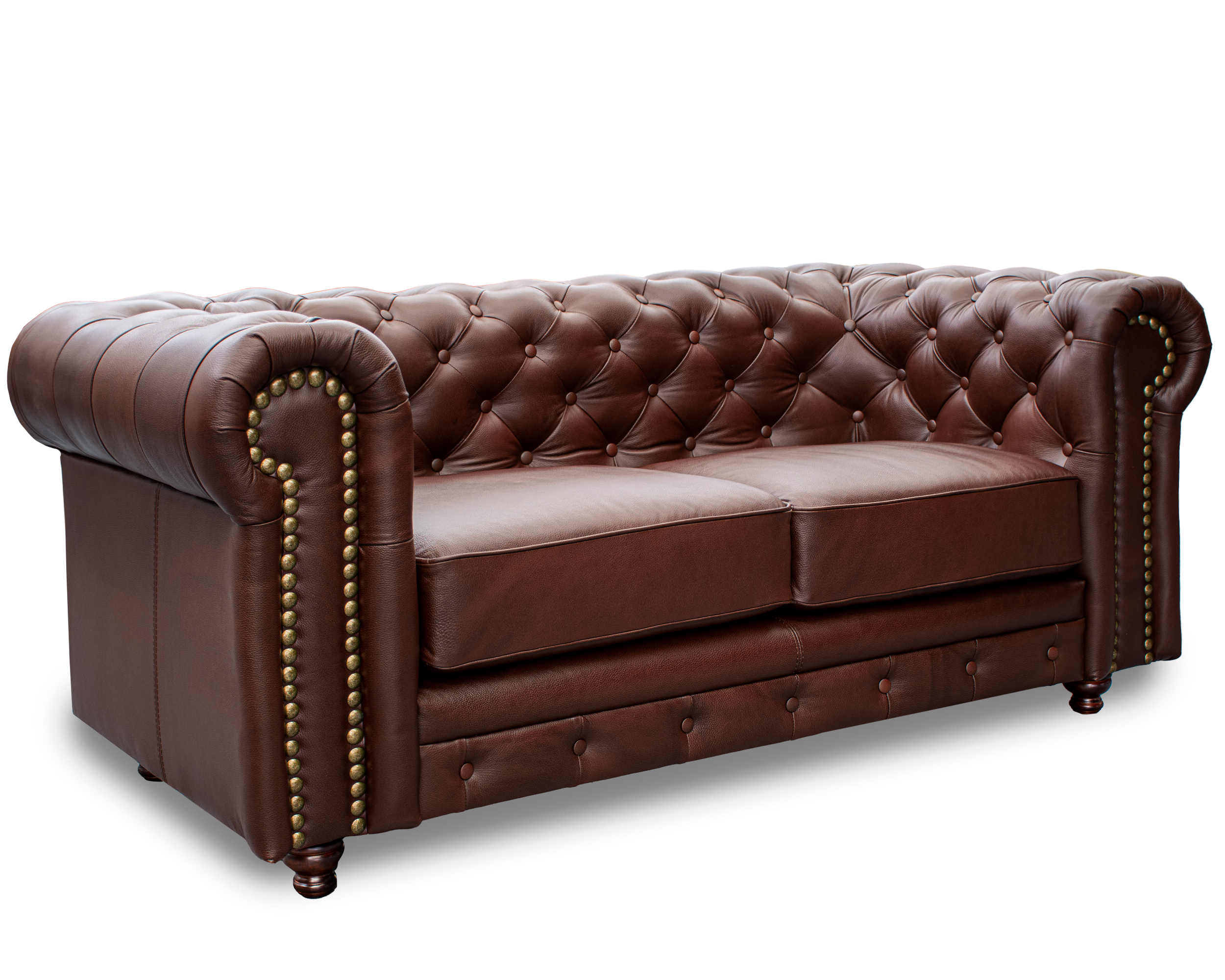Sala de Piel Genuina Sofa,Love y Sillon Chesterfield CHPV Color Tabaco - ConfortoPiel