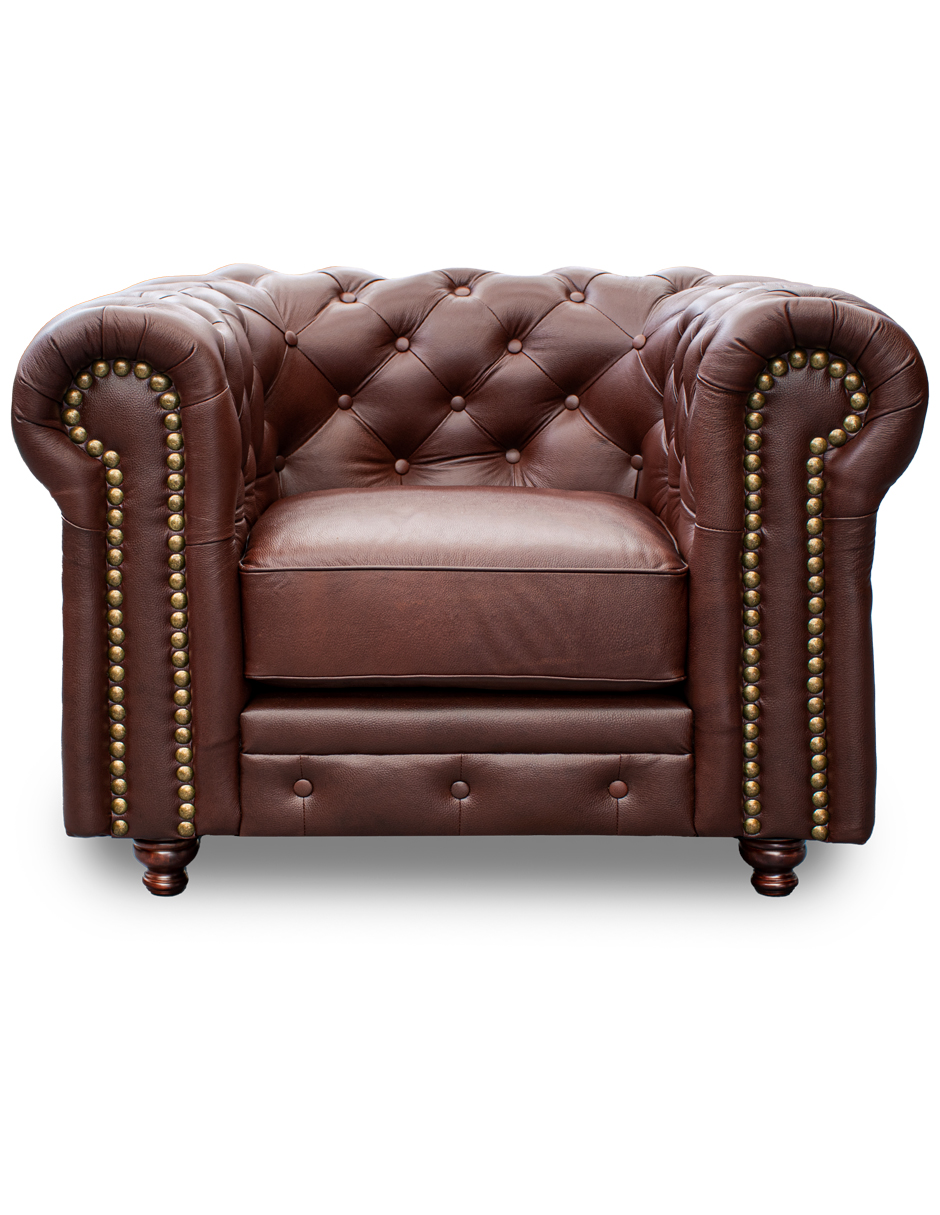 Sala de Piel Genuina Sofa,Love y Sillon Chesterfield CHPV Color Tabaco - ConfortoPiel