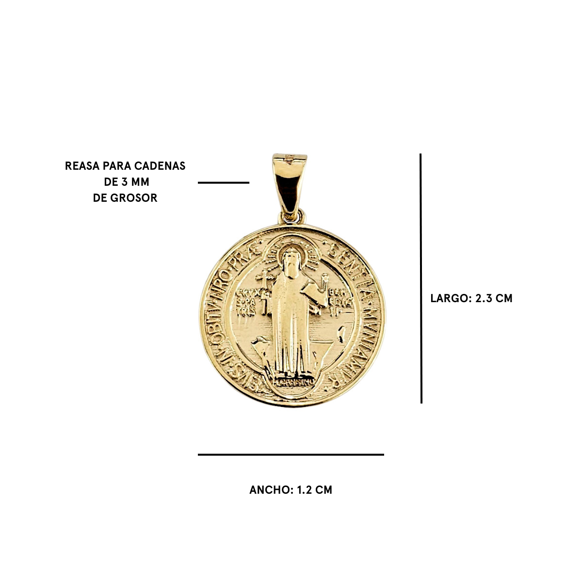 Dije medalla San Benito de Oro 10k 