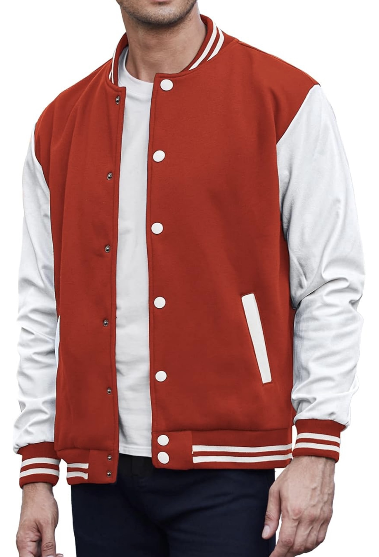 chamarra colegio universitaria  rojo - blanco 