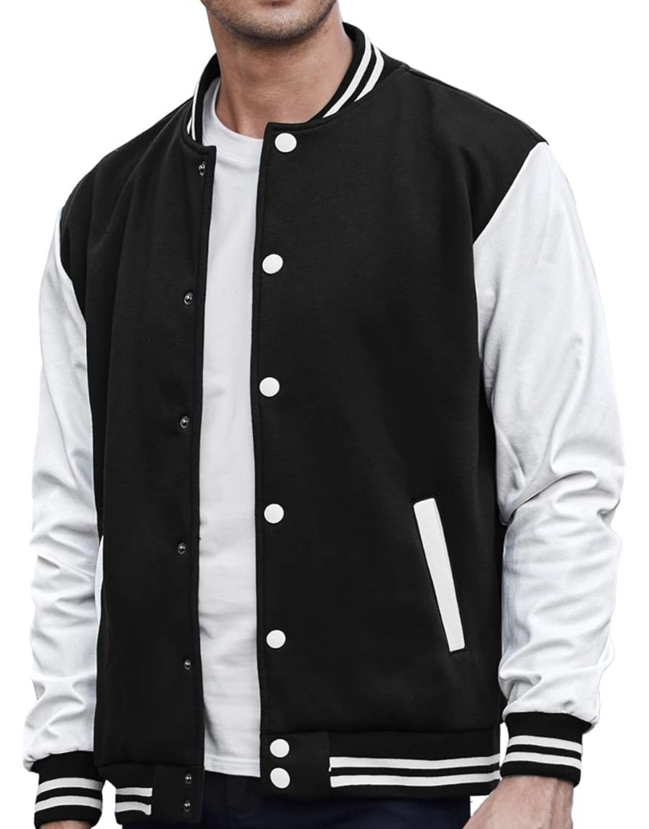 chamarra colegio universitaria negro - blanco 