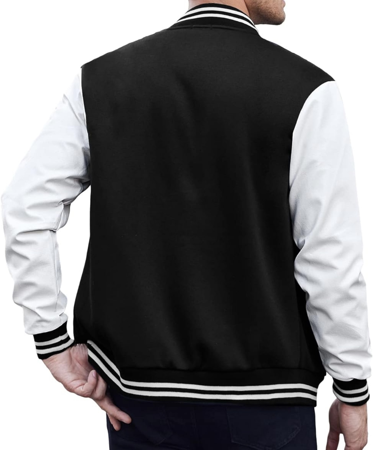 chamarra colegio universitaria negro - blanco 