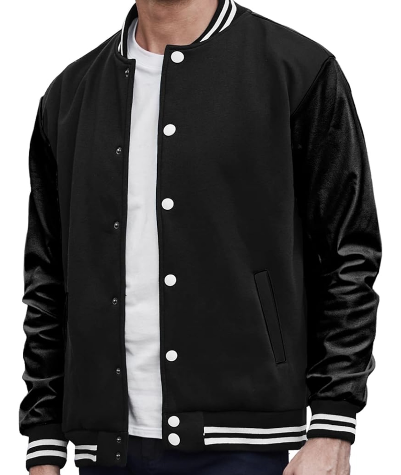 chamarra varsity jacket universitaria mangas vinipiel