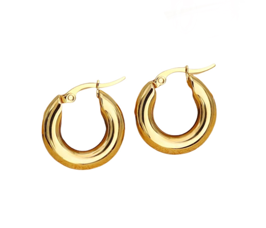 Aretes Mujer Arracadas Lisas De Acero Inoxidable Dorado Plateada 