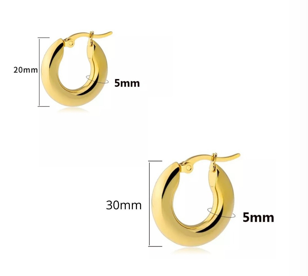 Aretes Mujer Arracadas Lisas De Acero Inoxidable Dorado Plateada 