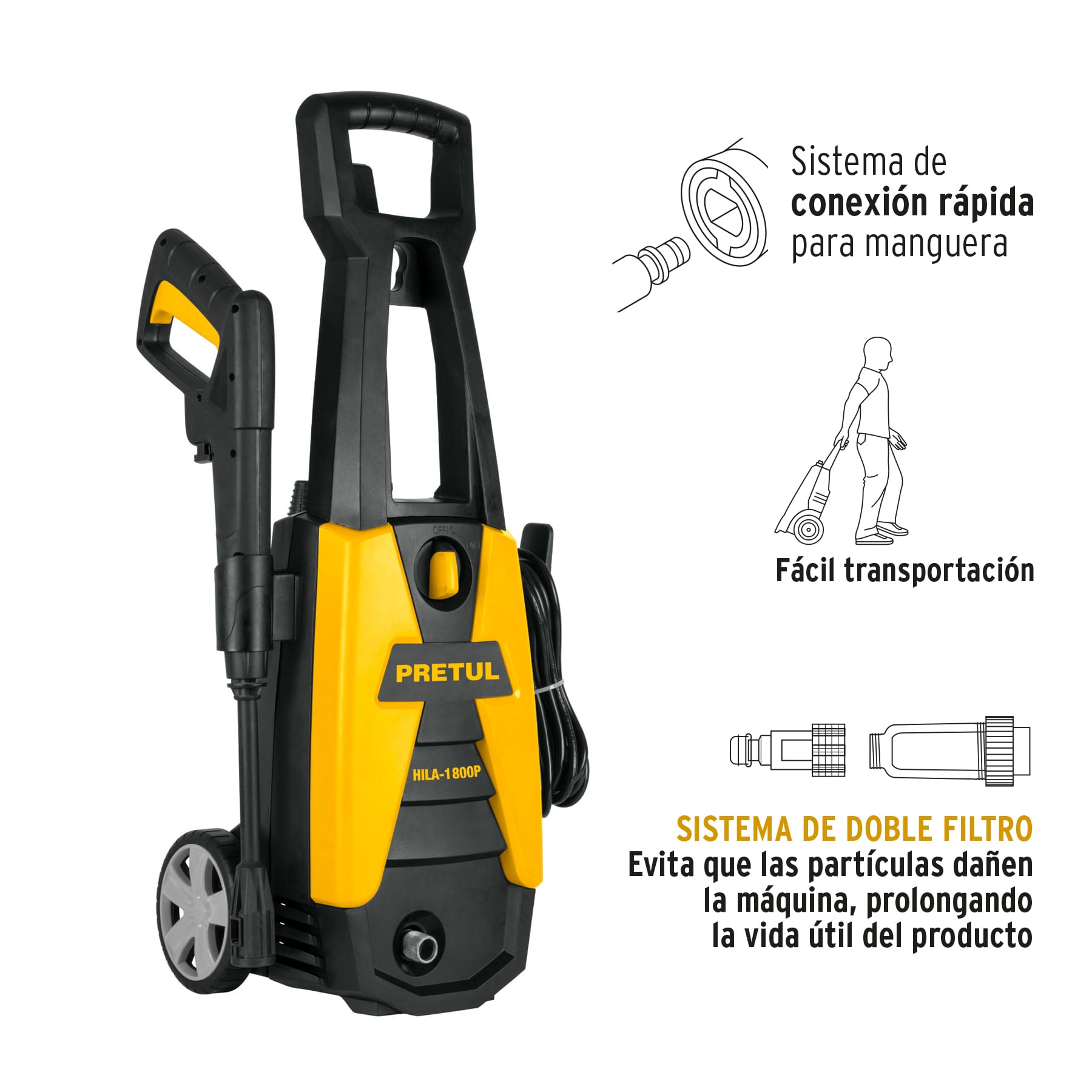 HIDROLAVADORA ELÉCTRICA, 1800 PSI, PRETUL 26024