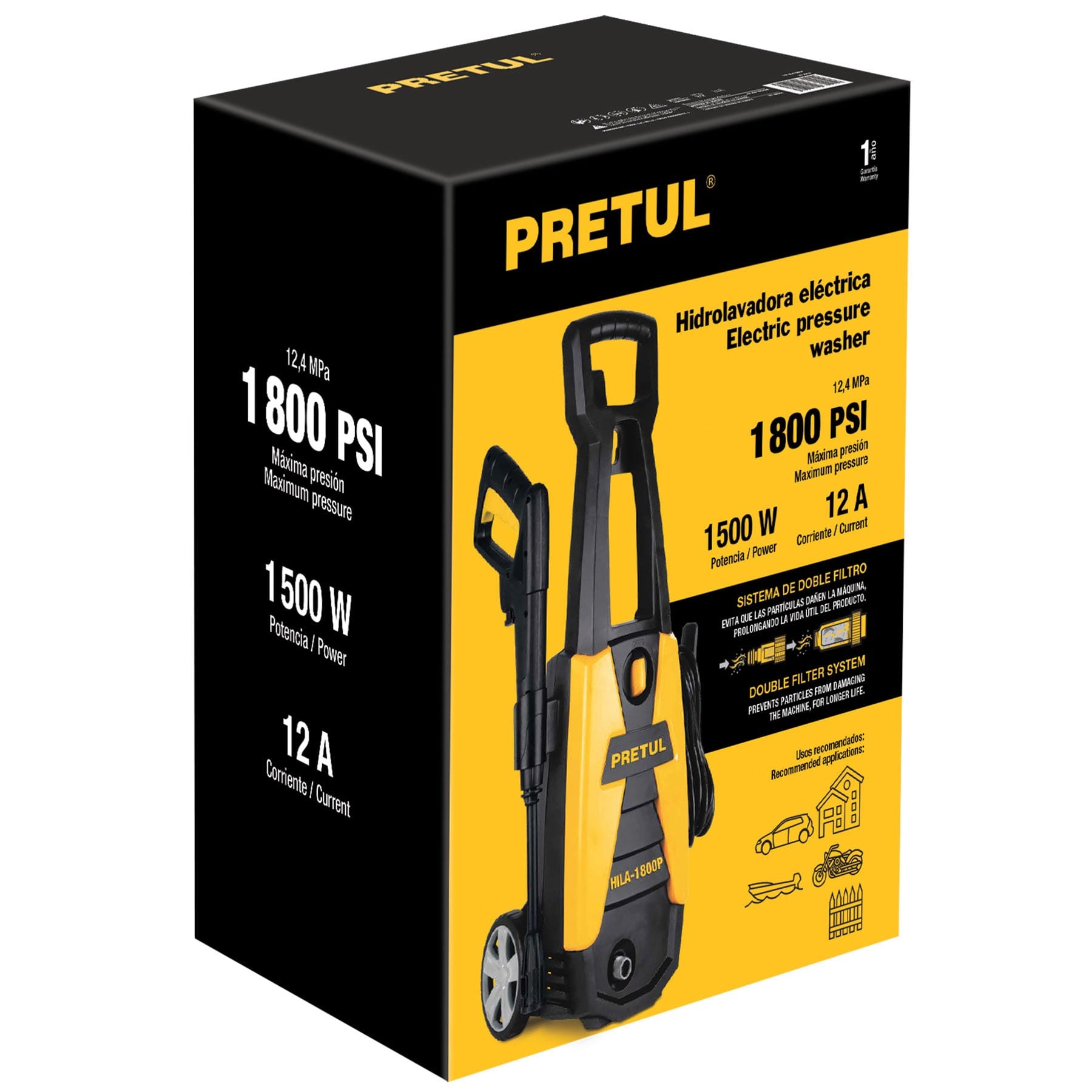 HIDROLAVADORA ELÉCTRICA, 1800 PSI, PRETUL 26024