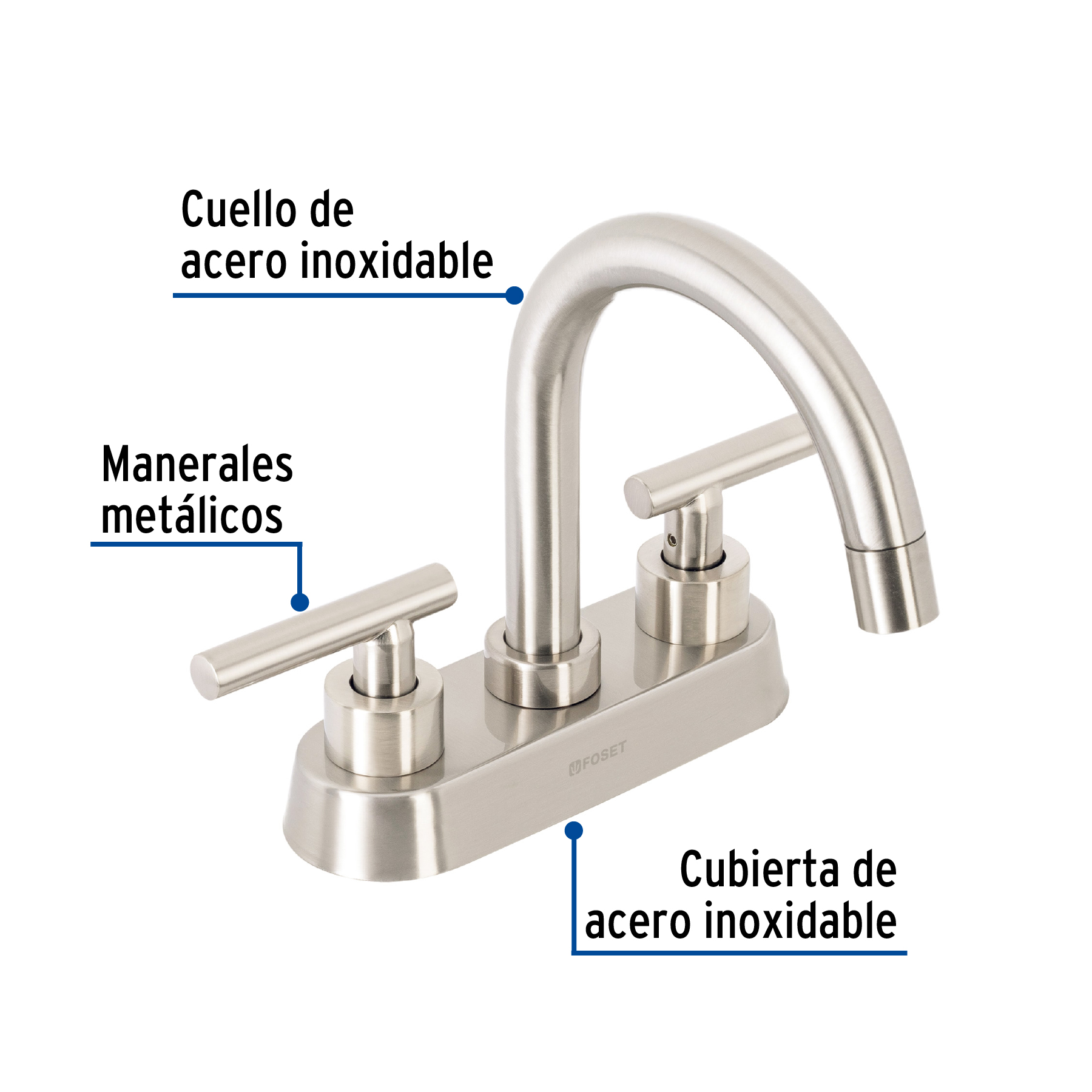 MEZCLADORA P/LAVABO, BAR, MANERALES PALANCA, SATÍN, TUBIG FOSET 46751