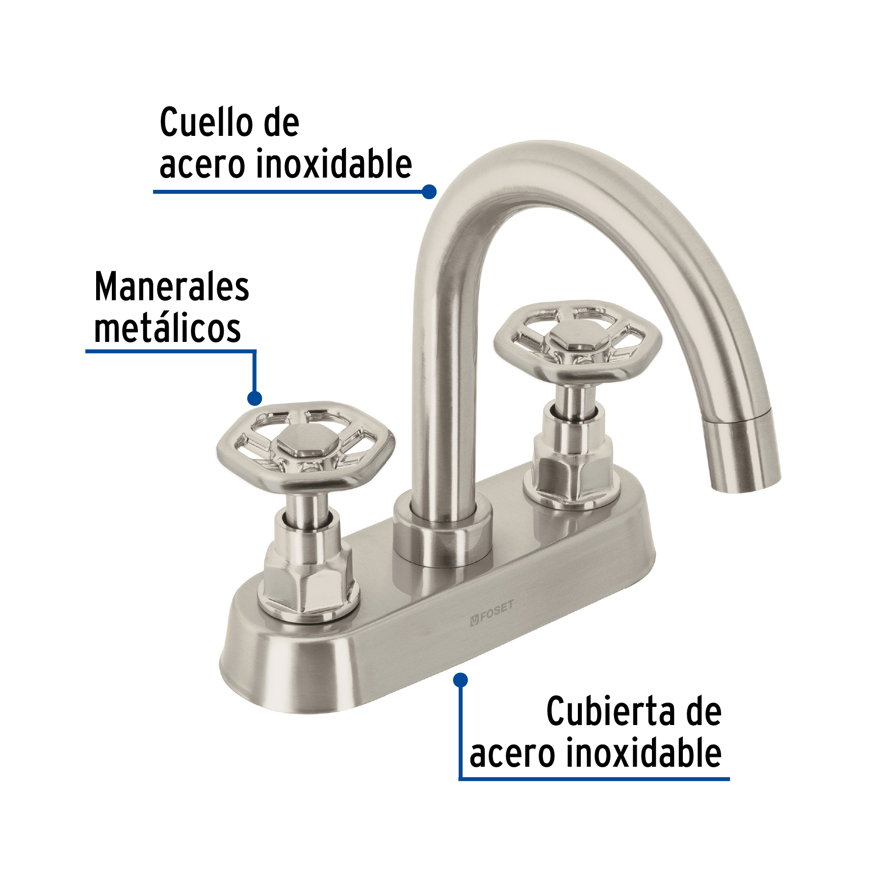 MEZCLADORA P/LAVABO, BAR, MANERALES REDONDOS, SATÍN, TUBIG FOSET 46754